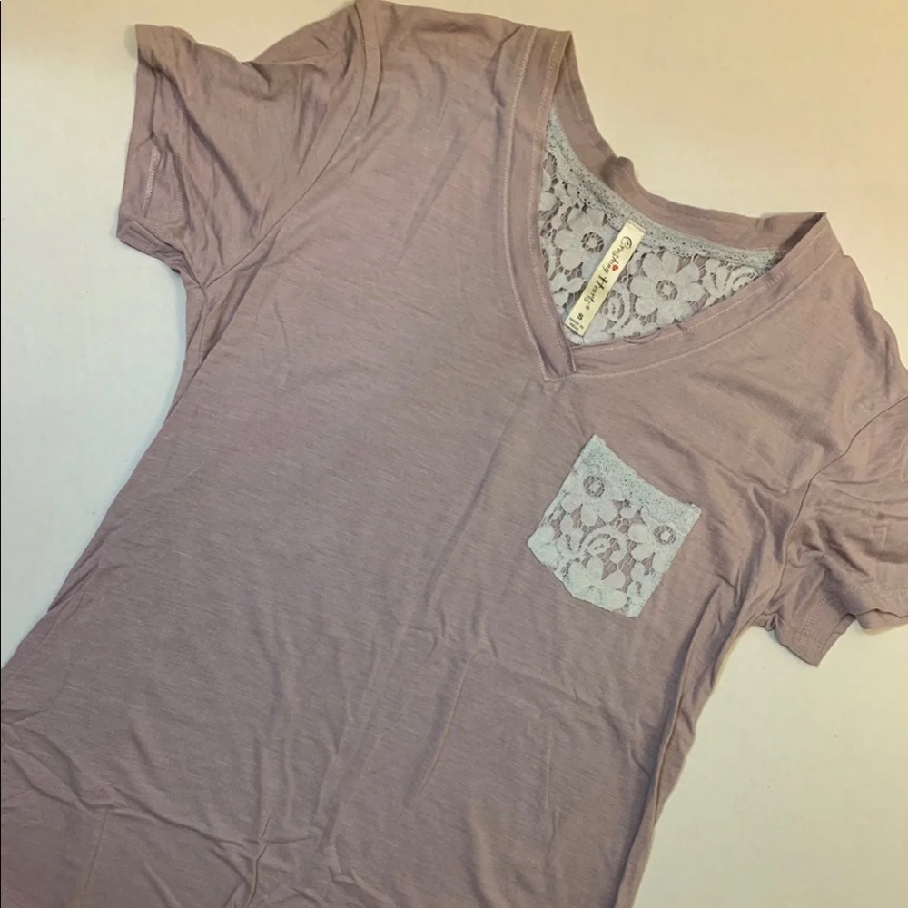 Lilac Lavender Purple Lace Vneck Top